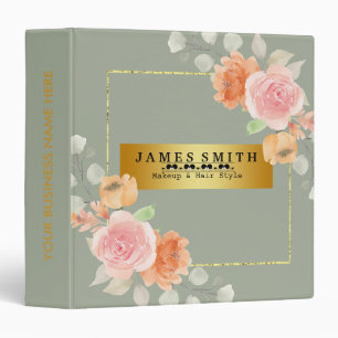 Vintage Floral Black Gold Badge Binder