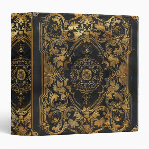 Vintage Floral Black & Gold Book of Shadows 3 Ring Binder