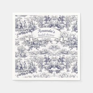 Vintage floral black toile de jouy Bridal shower Napkins