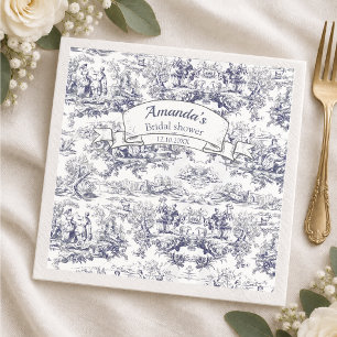 Vintage floral black toile de jouy Bridal shower  Napkins