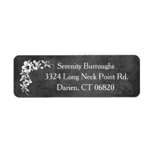 Vintage Floral Black & White Chalkboard Flower Label