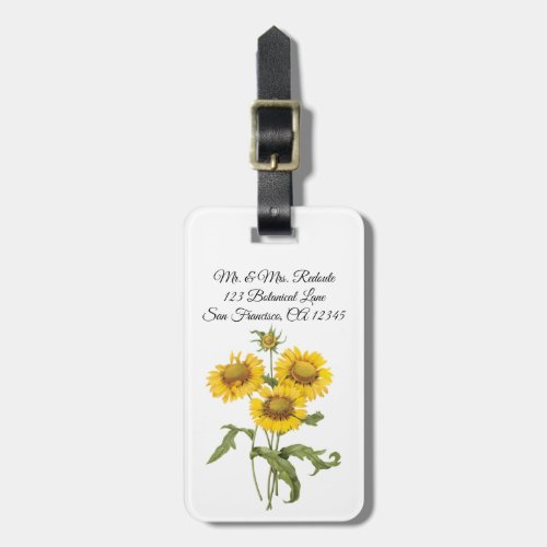 Vintage Floral Blanket Flower Sunflower by Redoute Luggage Tag