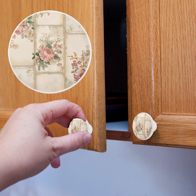 Vintage Floral Blocks Ceramic Knob (Creator Uploaded)