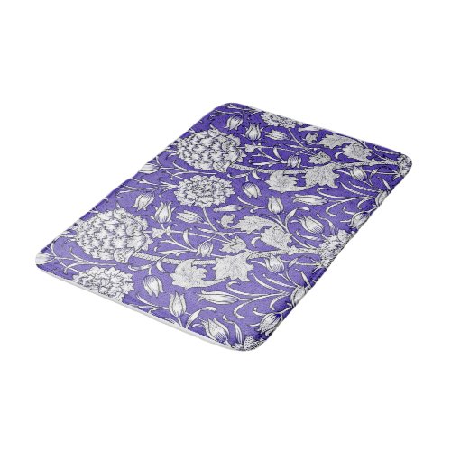 Vintage floral blooms in off_white and soft purple bath mat