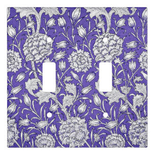 Vintage floral blooms in off-white and soft purple light switch cover