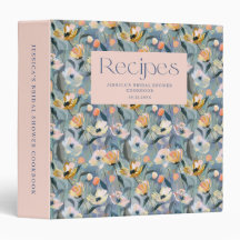 Vintage Floral Blue Bridal Shower Recipe Book