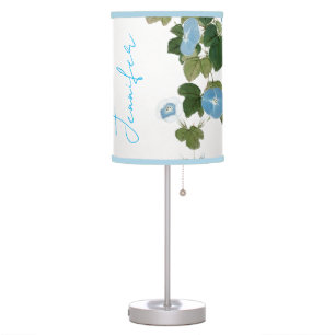 Vintage Floral Blue Green Pastel Colors Name Table Lamp