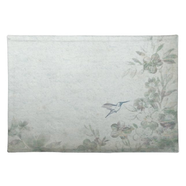 Vintage Floral Blue Placemat (Front)