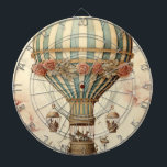 Vintage Floral Blue Stripe  Hot Air Balloon Dart Board<br><div class="desc">"Our design offers a unique and evocative piece of art that transcends time for enthusiasts of history, aviation, or simply those who appreciate the allure of the past. Immerse yourself in the romance of yesteryears with our vintage floral hot air balloon, a testament to the enduring charm of days gone...</div>