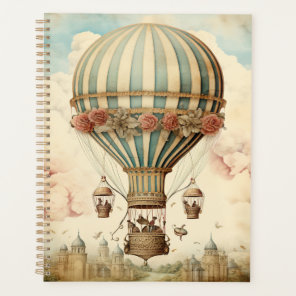 Vintage Floral Blue Stripe  Hot Air Balloon Planner