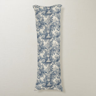 Vintage floral Blue toile de jouy  Body Pillow