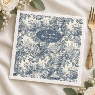 Vintage floral Blue toile de jouy Bridal shower Napkins