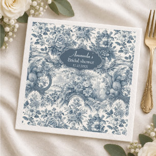 Vintage floral Blue toile de jouy bridal shower  Napkins