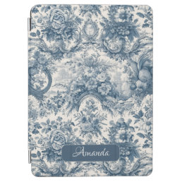 Vintage floral Blue toile de jouy monogram iPad Air Cover