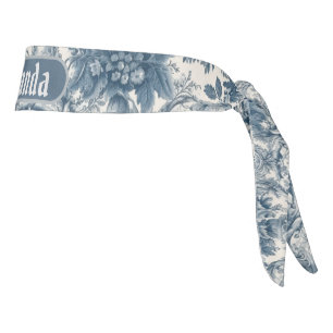 Vintage floral Blue toile de jouy monogram Tie Headband