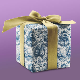 Vintage floral Blue toile de jouy Wrapping Paper Sheets