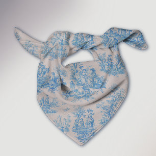 Vintage floral blue turquoise toile jouy bandana