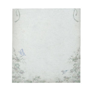 Vintage Floral Blue Wedding Notepad