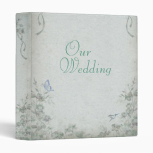 Vintage Floral Blue Wedding Photo Album 3 Ring Binder