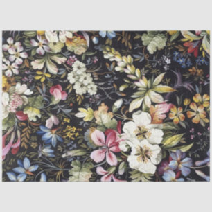 Vintage Floral Blue White Botanical Flower Cottage Tissue Paper