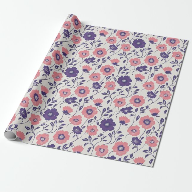 Vintage Floral  Blush and La Wrapping Paper (Unrolled)