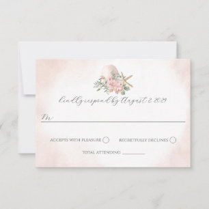 Vintage Floral Blush Beach Wedding Invitation