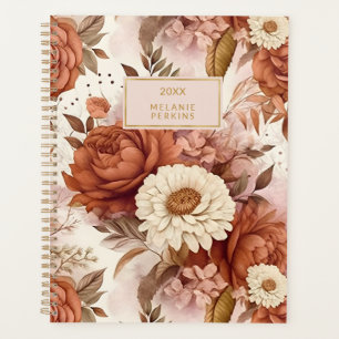 Vintage Floral Blush Mauve Cream Watercolor Flower Planner