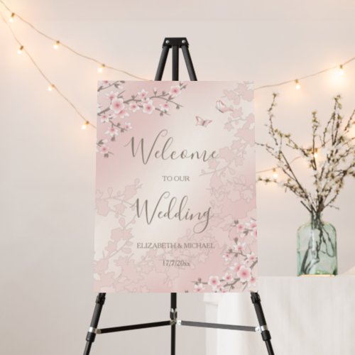 Vintage Floral Blush Pink Wedding Welcome Foam Board