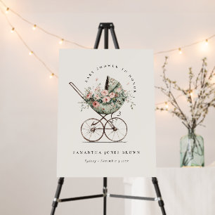 Vintage Floral Blush Stroller Baby Shower Welcome Foam Board