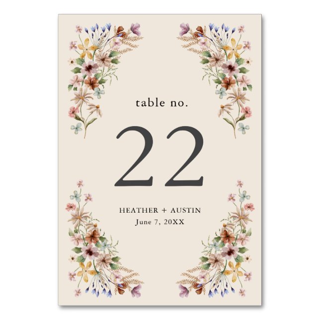 Vintage Floral Boho Table Numbers (Front)