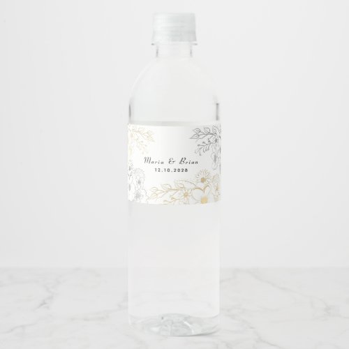 Vintage Floral Boho Wedding Water Bottle Label