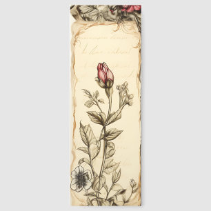 Vintage Floral Bookmark with Handwritten Script