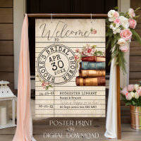 Vintage Floral Books Bridal Shower Welcome