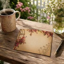Vintage Floral Border Warm Ochre Texture Design