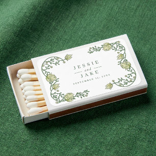 Vintage Floral Border Wedding Matchbox Favor Matchboxes