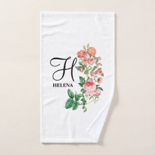 Vintage Floral Botanical Customized Monogram Bath Towel Set