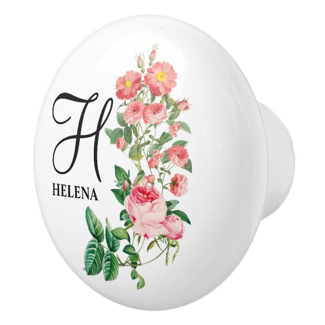Vintage Floral Botanical Customized Monogram Ceramic Knob (Right)