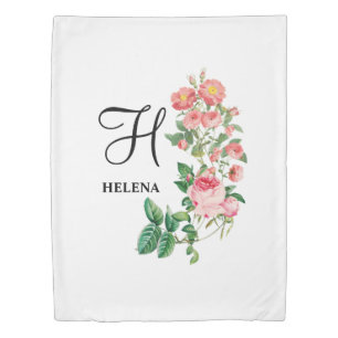 Vintage Floral Botanical Customized Monogram Duvet Cover