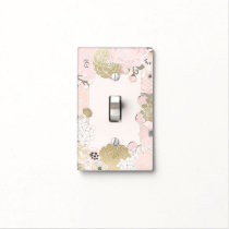 Vintage Floral Botanical Glam Blush Pink & Gold Light Switch Cover