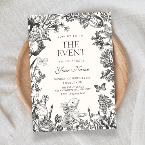 Vintage floral botanical invitation