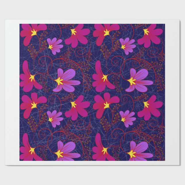 Vintage Floral Botanical Pattern Wrapping Paper  (Flat)