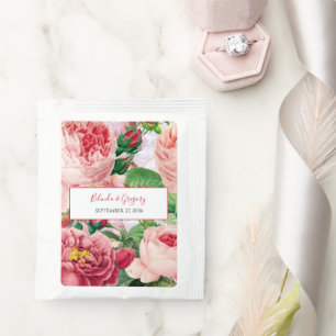 Vintage Floral & Botanical Pink Roses Wedding Tea Bag Drink Mix