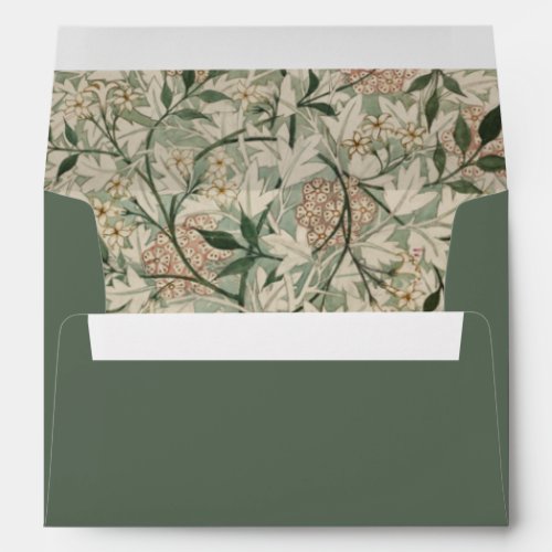Vintage Floral Botanical Sage Green Cream Wedding Envelope