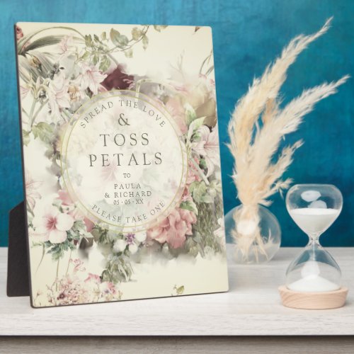 Vintage Floral Botanical Toss Petals Wedding Plaque
