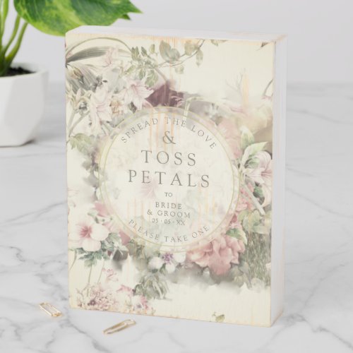 Vintage Floral Botanical Toss Petals Wedding Wooden Box Sign