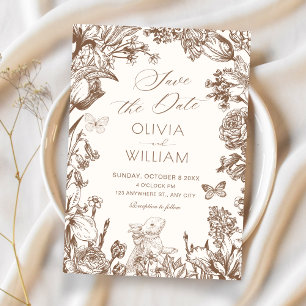 Vintage floral botanical wedding invitation