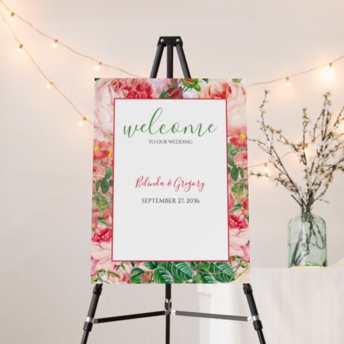 Vintage Floral  Botanical Wedding Welcome Sign