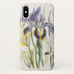 Vintage Floral Botany, Garden Iris Flowers iPhone X Case
