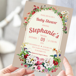 Vintage Floral Bouquet Arch Baby Shower Invitation