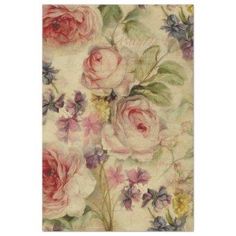 Vintage Floral Bouquet Ephemera Script Decoupage Tissue Paper | Zazzle